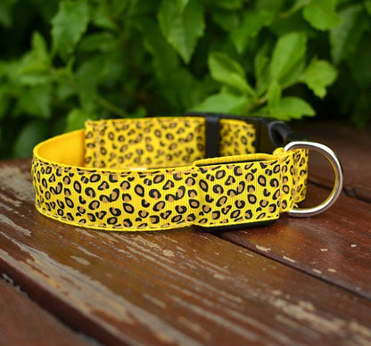 LED Dog Collar Safety Adjustable Nylon Leopard Pet Collar