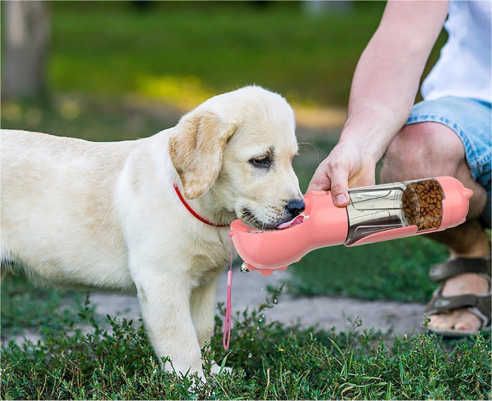 Pet Water Bottle Feeder Bowl Garbage Bag Storage Portable Pet Outdoor Travel 3